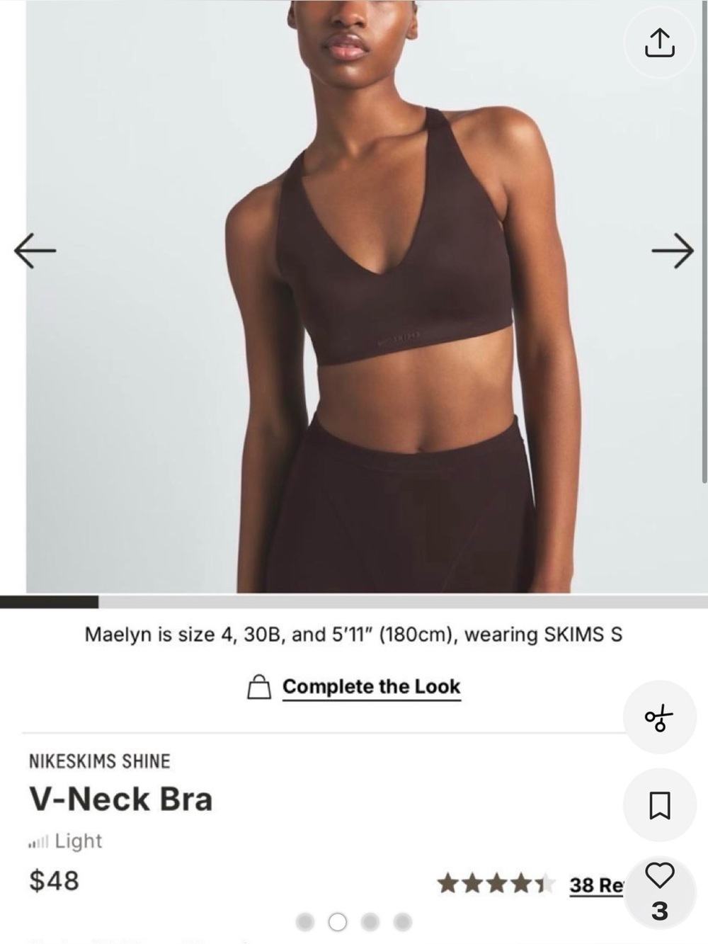 SKIMS V-Neck Light Support Bra — Chocolate Brown